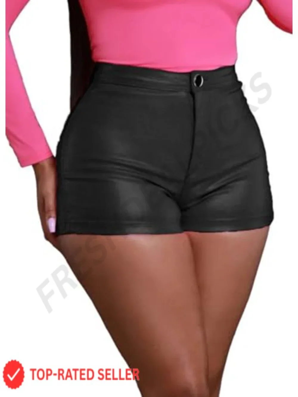 Women's Faux Leather Stretch Shorts High Waist Sexy Mini Hot Party Club